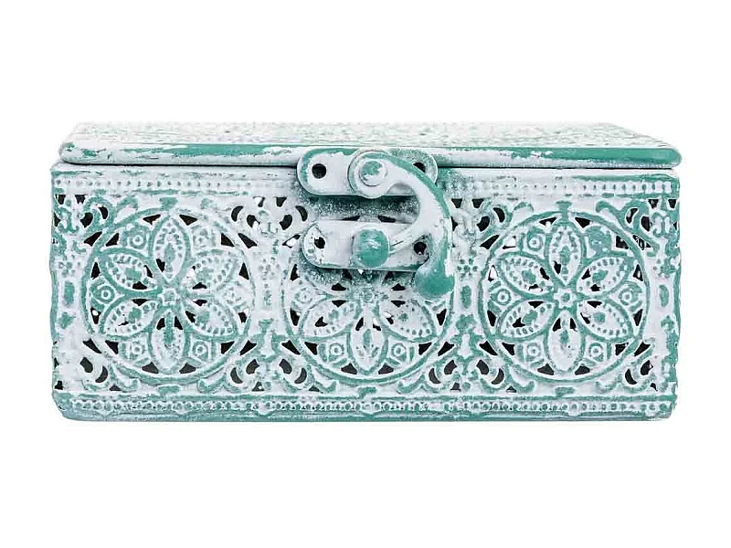 Boîte métallique bleue 12.5x12.5x6h cm (hauteur)