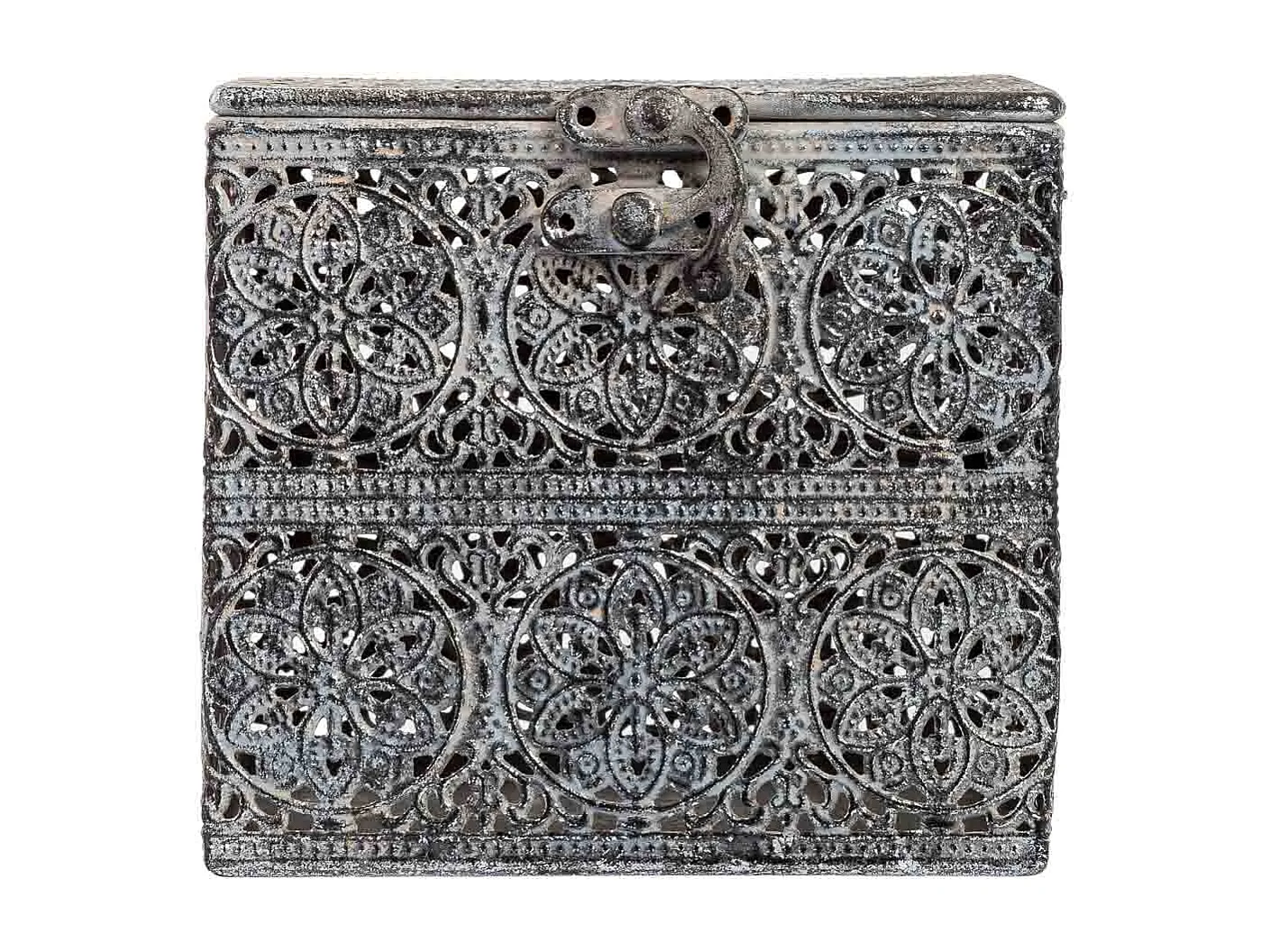 Caja de metal negra 12.5x12.5x11.5h cm