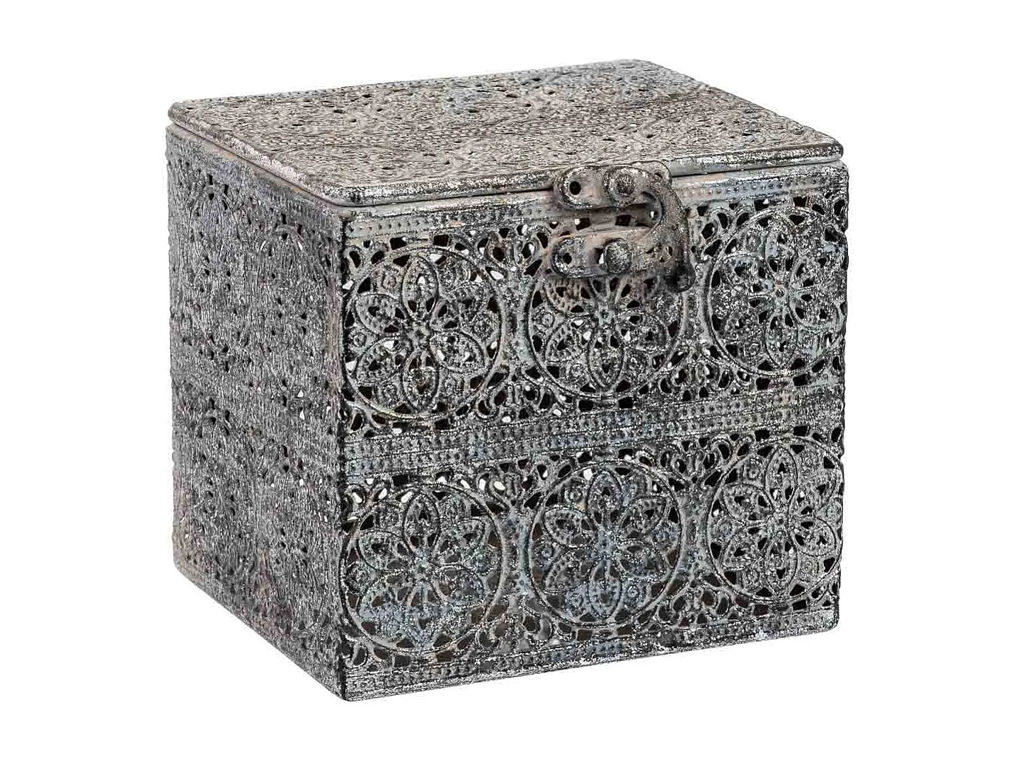 Caja de metal negra 12.5x12.5x11.5h cm