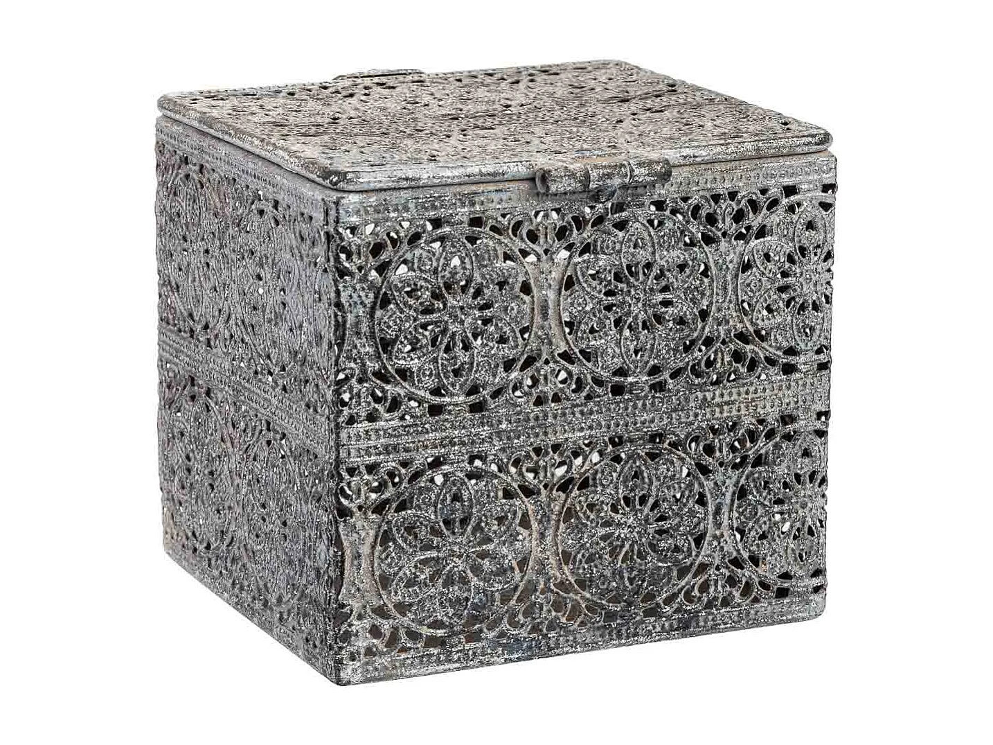 Caja de metal negra 12.5x12.5x11.5h cm