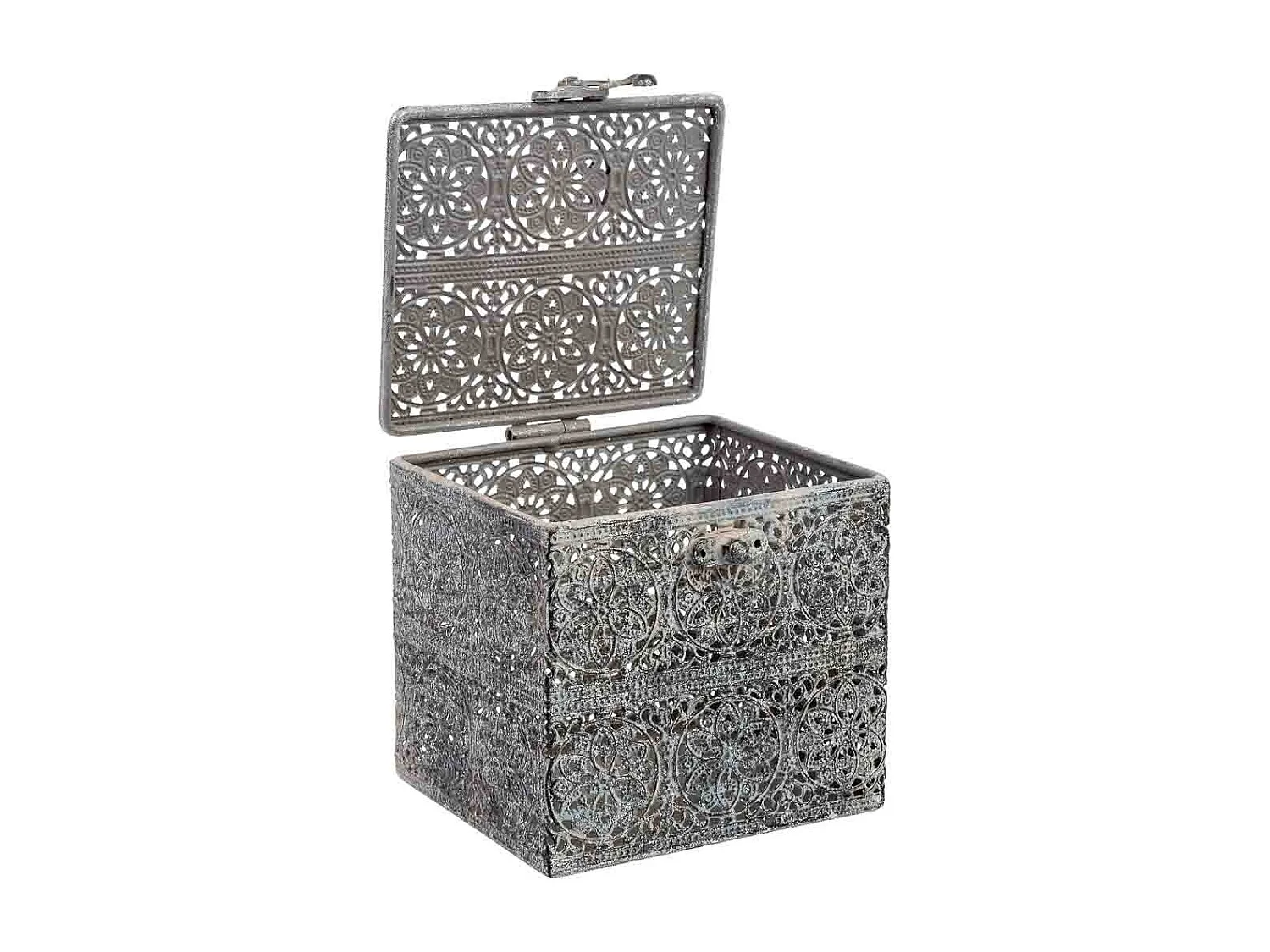 Caja de metal negra 12.5x12.5x11.5h cm