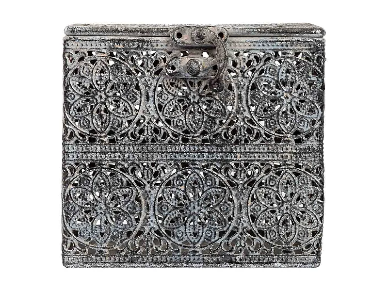 Caja de metal negra 12.5x12.5x11.5h cm