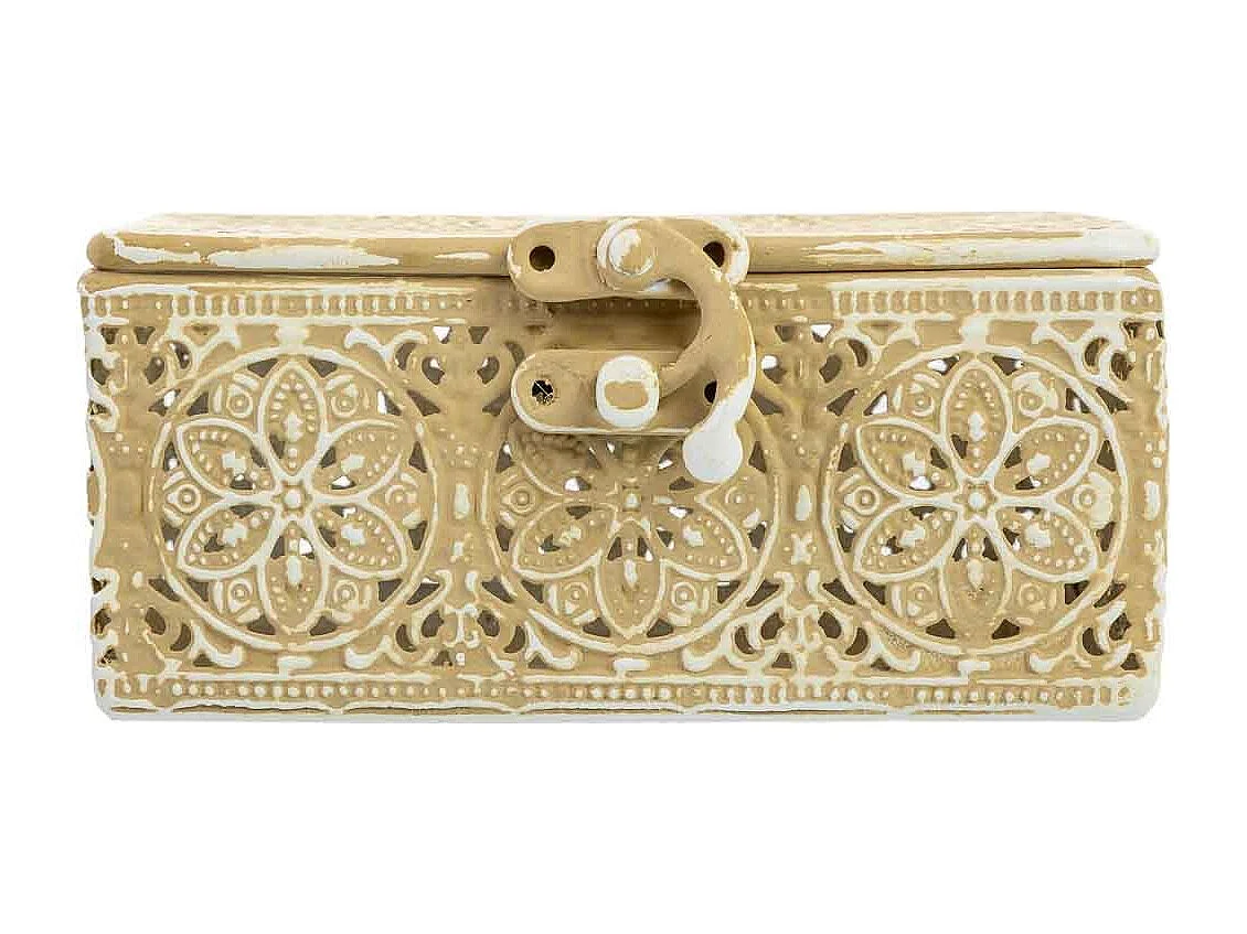 Boîte en métal marron 12.5x12.5x6h cm (hauteur)