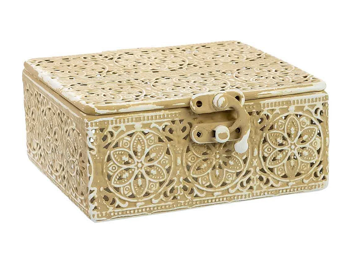 Boîte en métal marron 12.5x12.5x6h cm (hauteur)