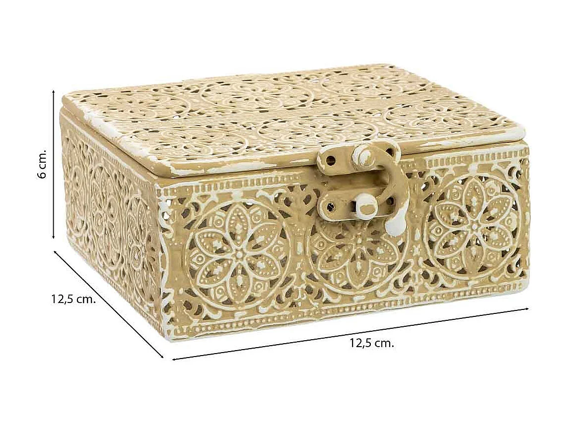 Boîte en métal marron 12.5x12.5x6h cm (hauteur)