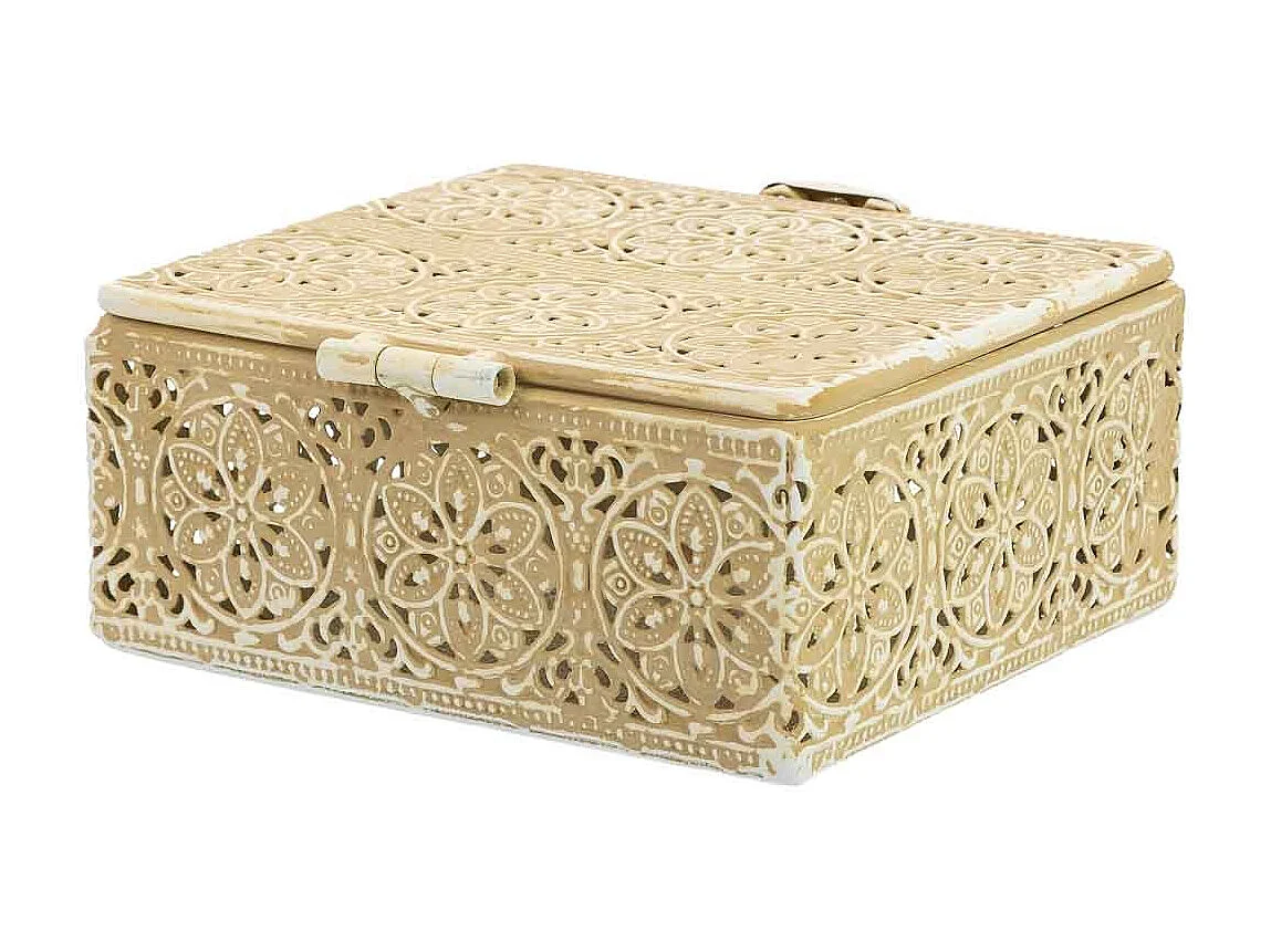 Boîte en métal marron 12.5x12.5x6h cm (hauteur)