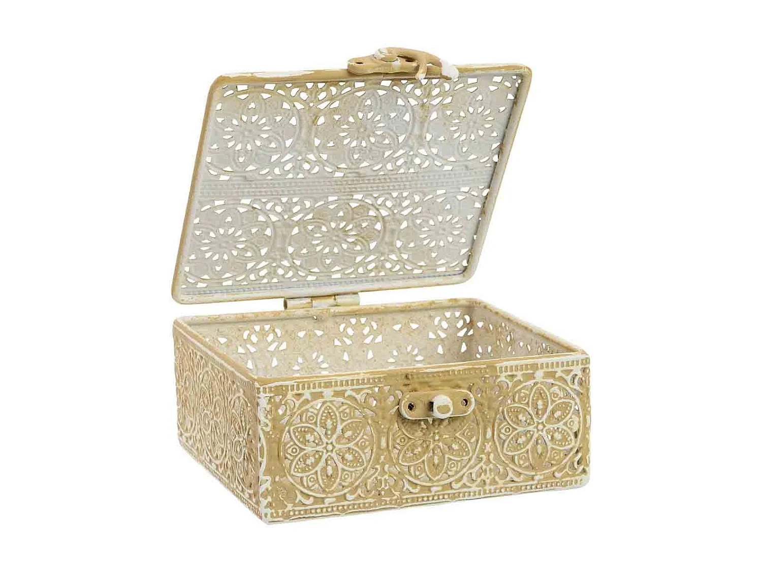 Boîte en métal marron 12.5x12.5x6h cm (hauteur)