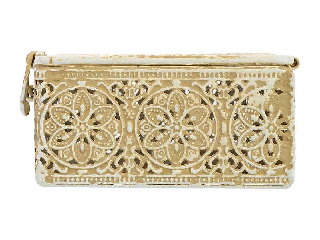 Boîte en métal marron 12.5x12.5x6h cm (hauteur)