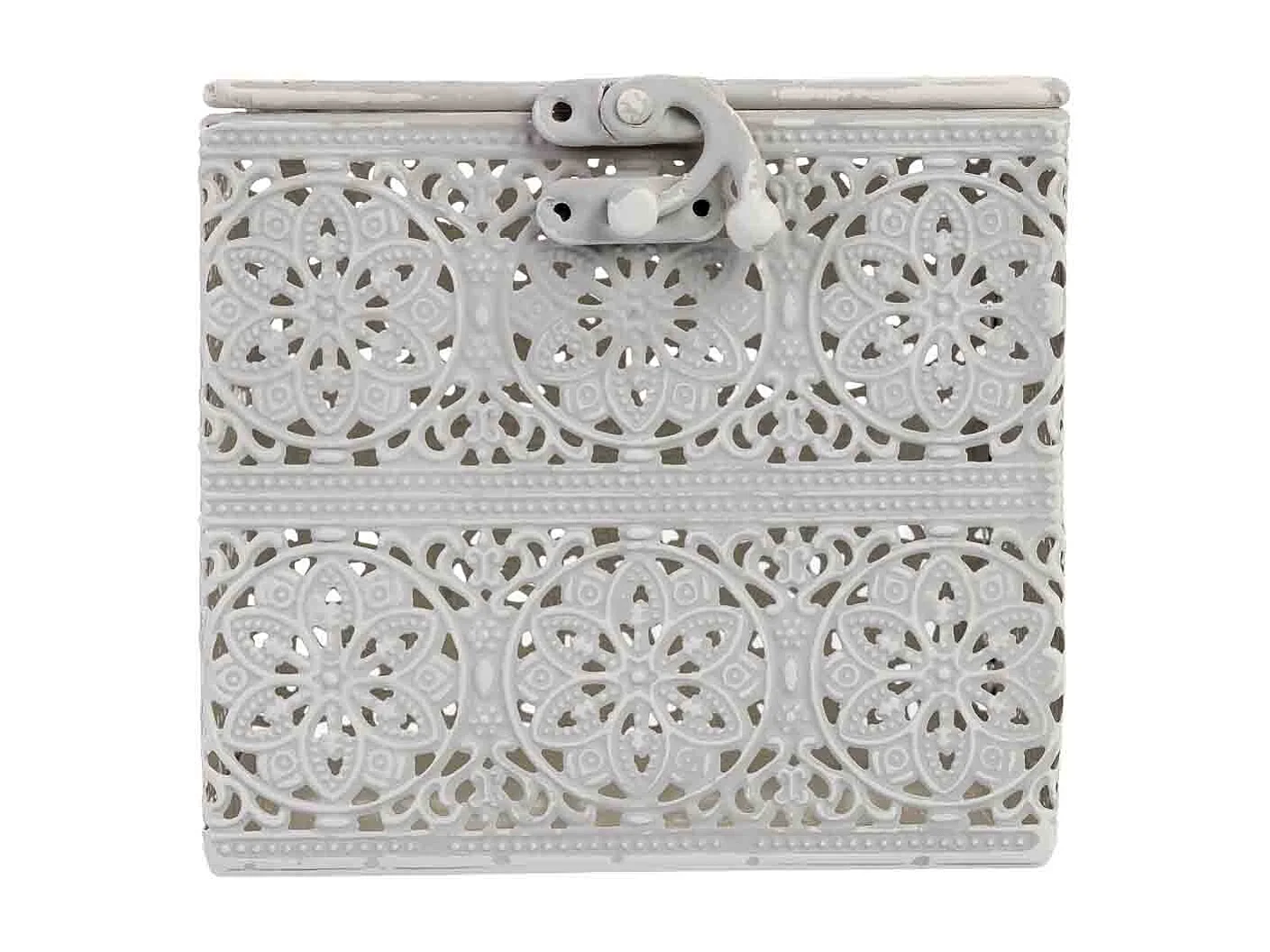 Boîte en métal blanc 12.5x12.5x11.5h cm (hauteur)