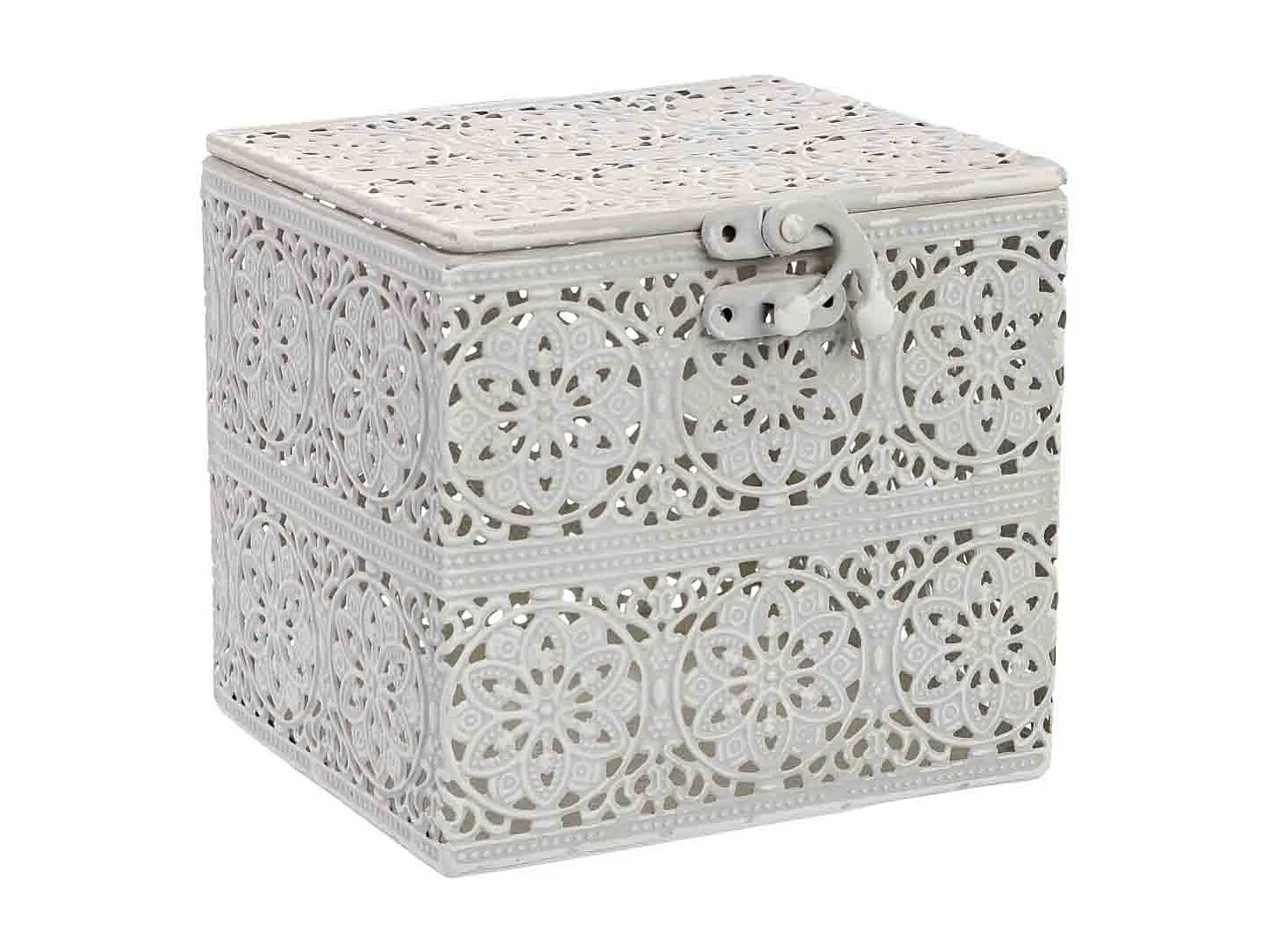 Boîte en métal blanc 12.5x12.5x11.5h cm (hauteur)