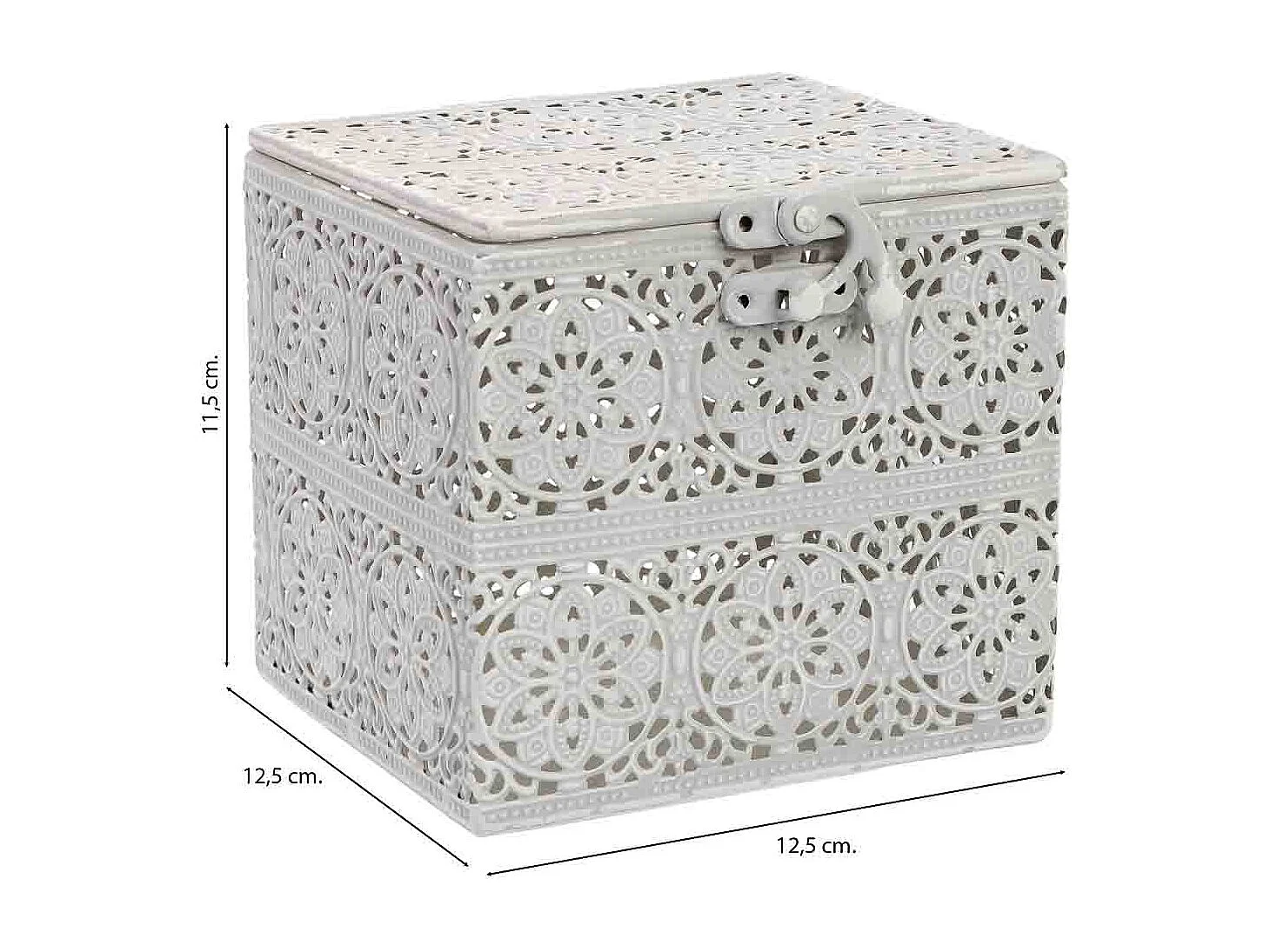 Boîte en métal blanc 12.5x12.5x11.5h cm (hauteur)