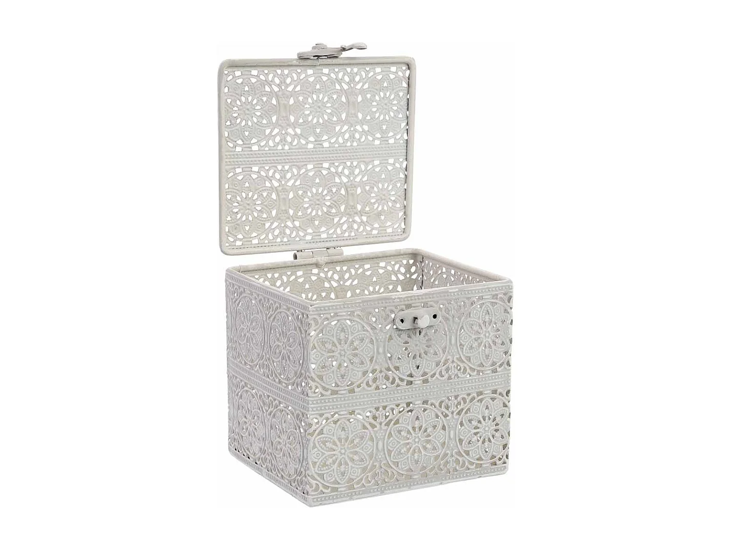 Boîte en métal blanc 12.5x12.5x11.5h cm (hauteur)