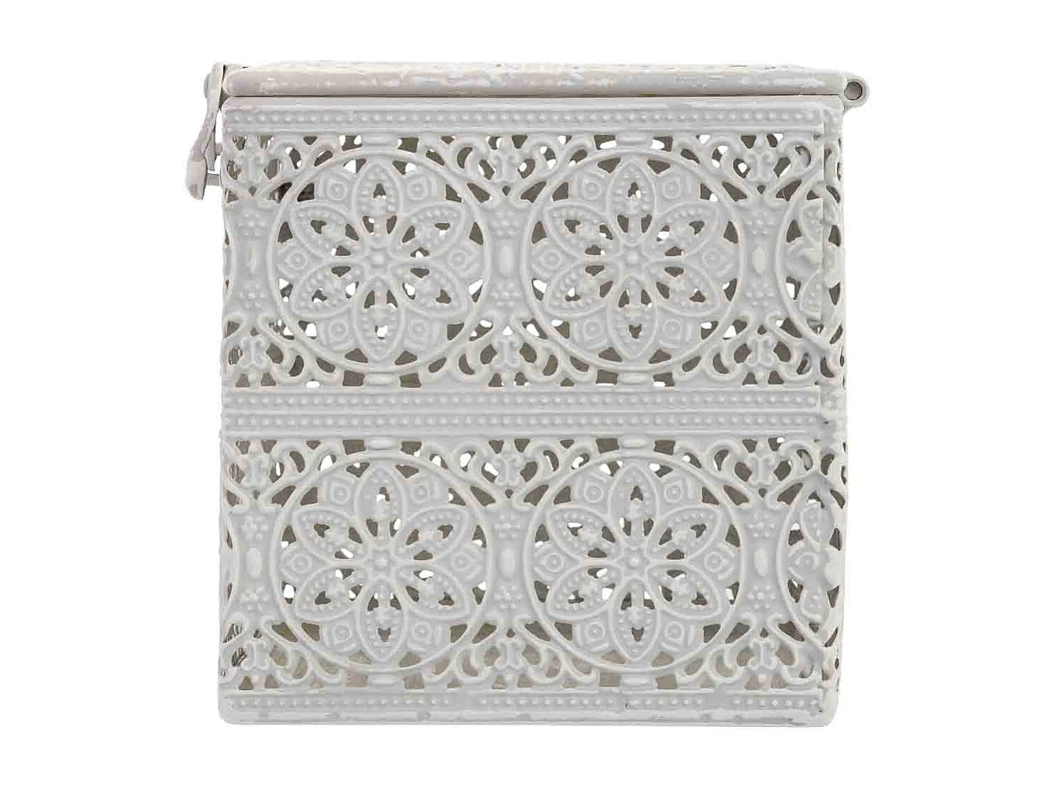 Boîte en métal blanc 12.5x12.5x11.5h cm (hauteur)