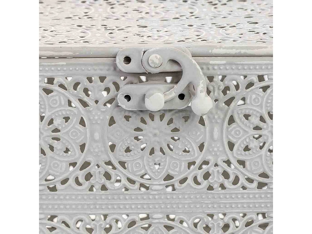 Boîte en métal blanc 12.5x12.5x11.5h cm (hauteur)