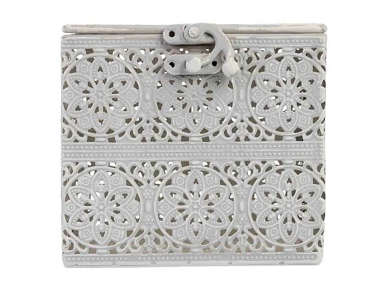 Boîte en métal blanc 12.5x12.5x11.5h cm (hauteur)