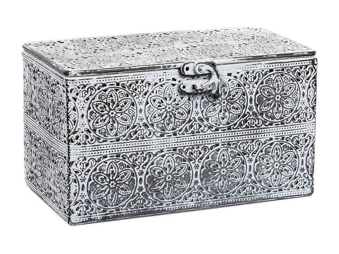 Boîte métallique blanche 20.5x12.5x11.5h cm (hauteur)