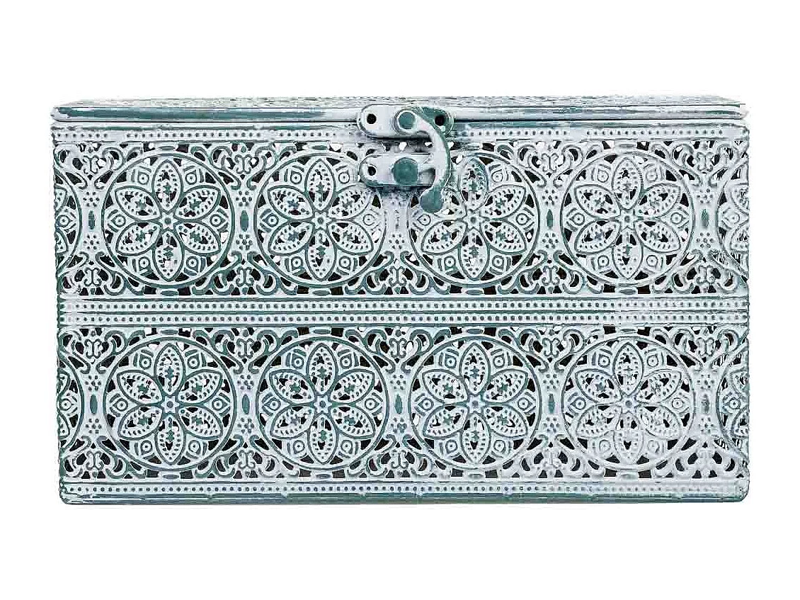 Boîte métallique verte 20.5x12.5x11.5h cm (hauteur)