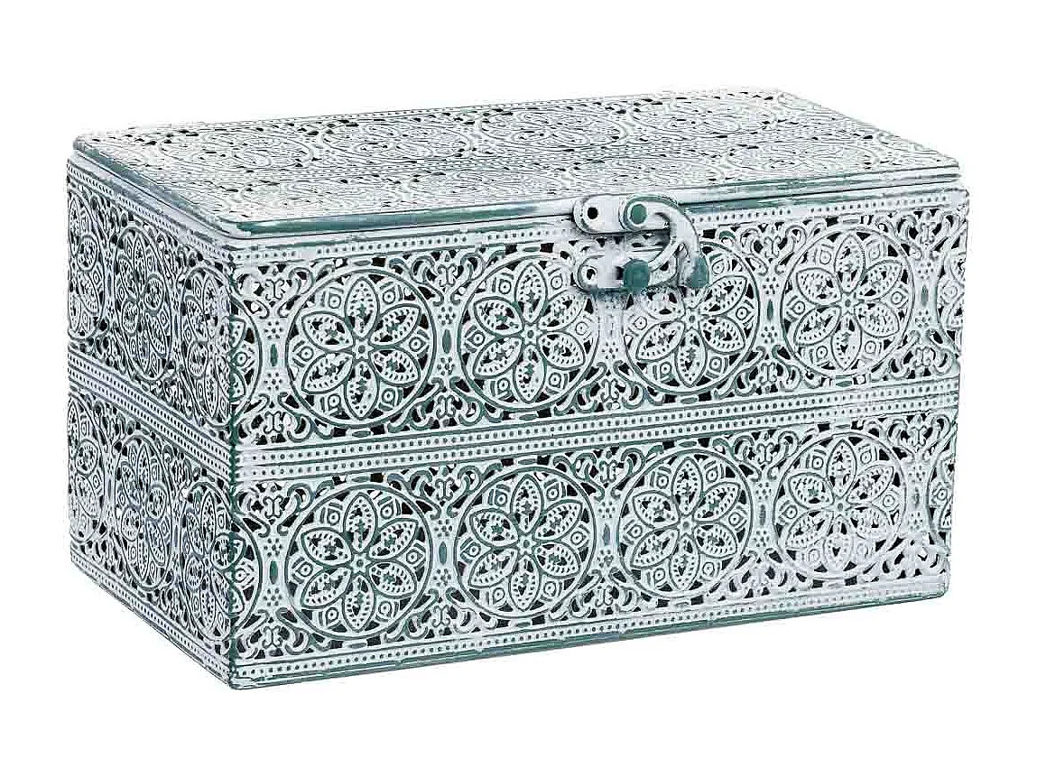 Boîte métallique verte 20.5x12.5x11.5h cm (hauteur)