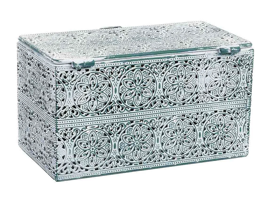 Boîte métallique verte 20.5x12.5x11.5h cm (hauteur)