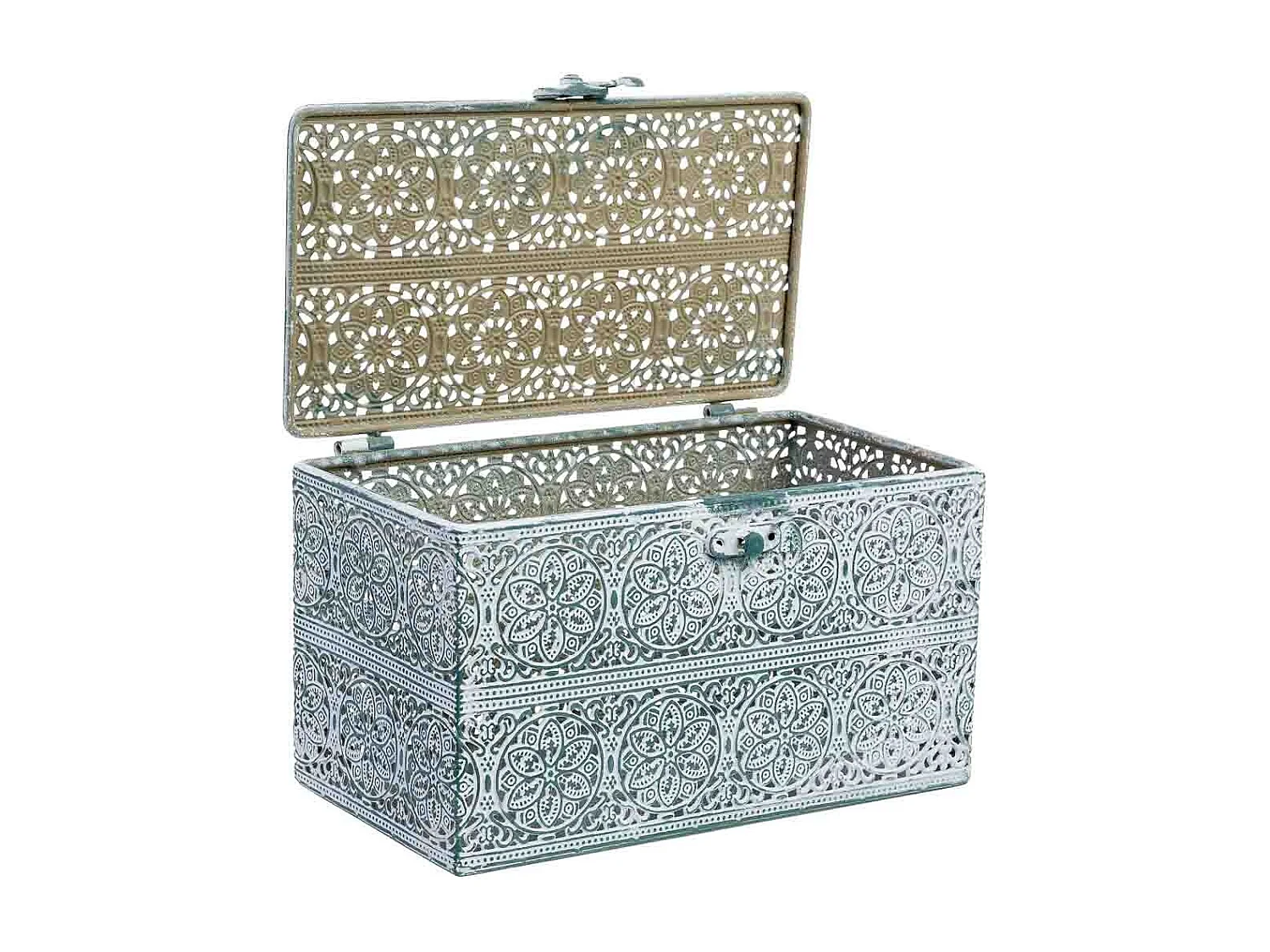 Boîte métallique verte 20.5x12.5x11.5h cm (hauteur)