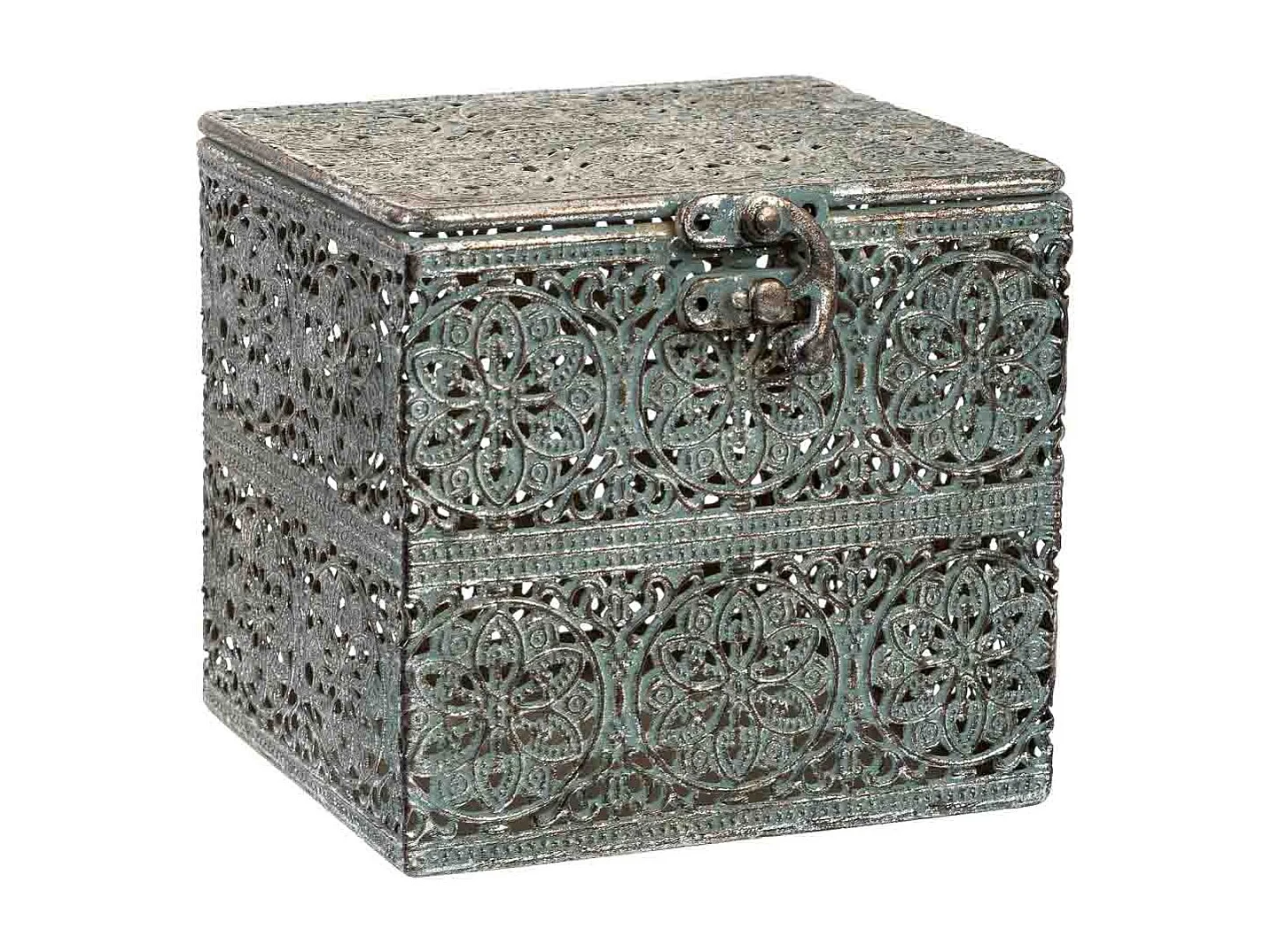 Caja de metal negra 12.5x12.5x11.5h cm