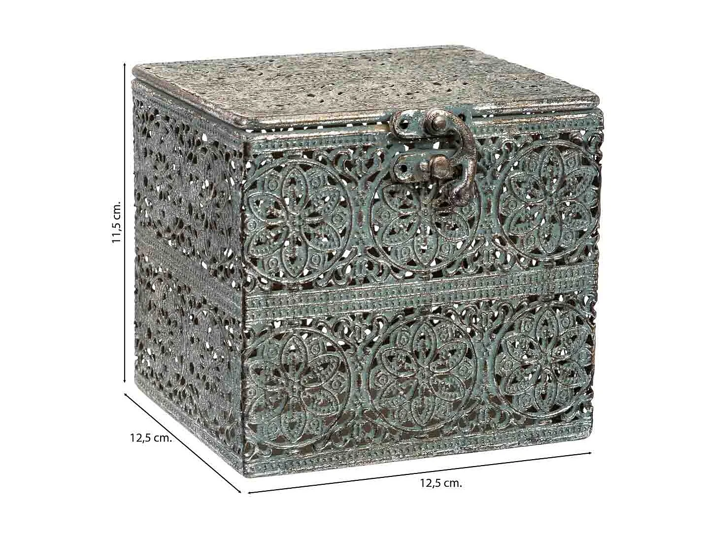 Caja de metal negra 12.5x12.5x11.5h cm