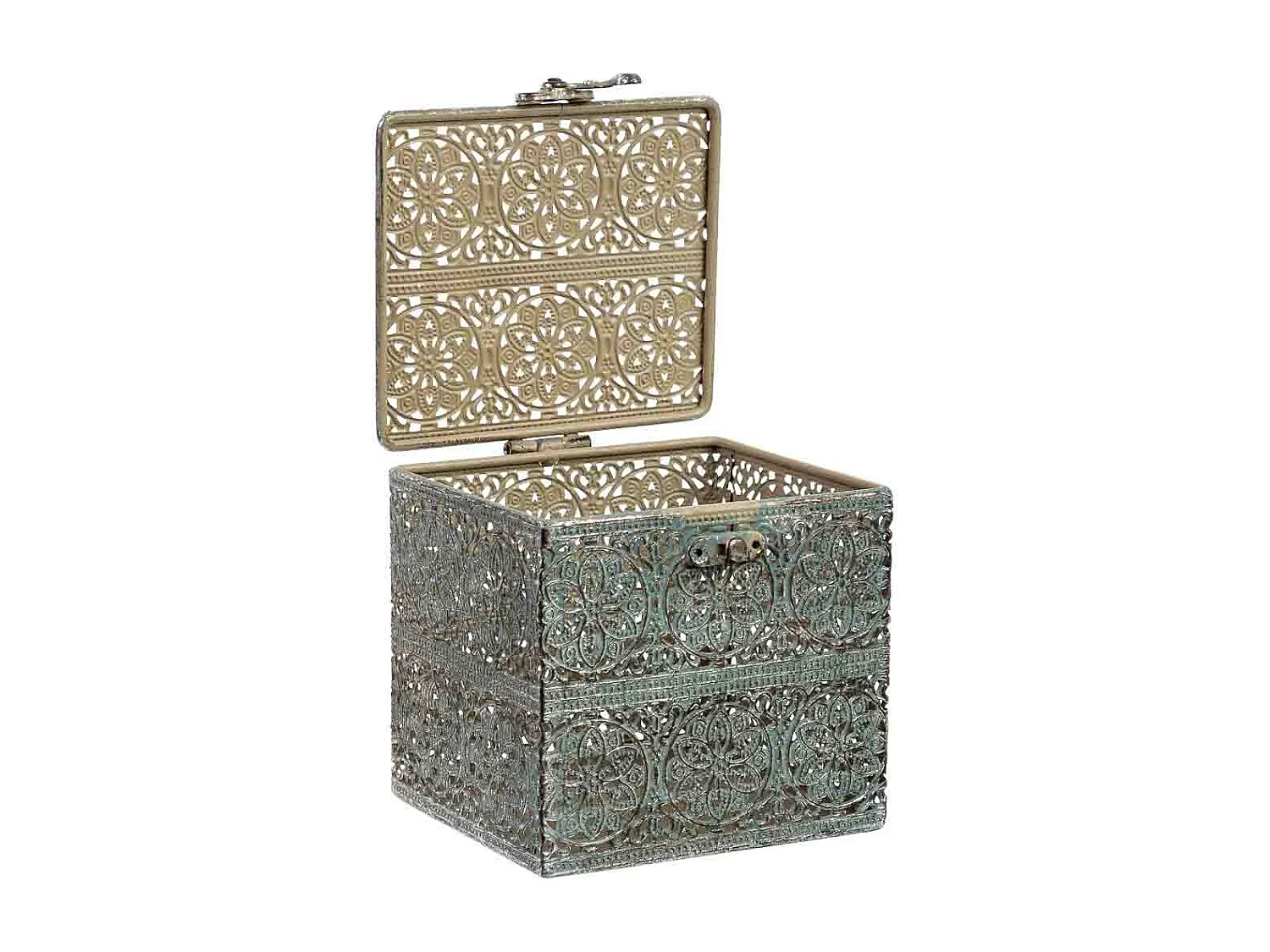 Caja de metal negra 12.5x12.5x11.5h cm