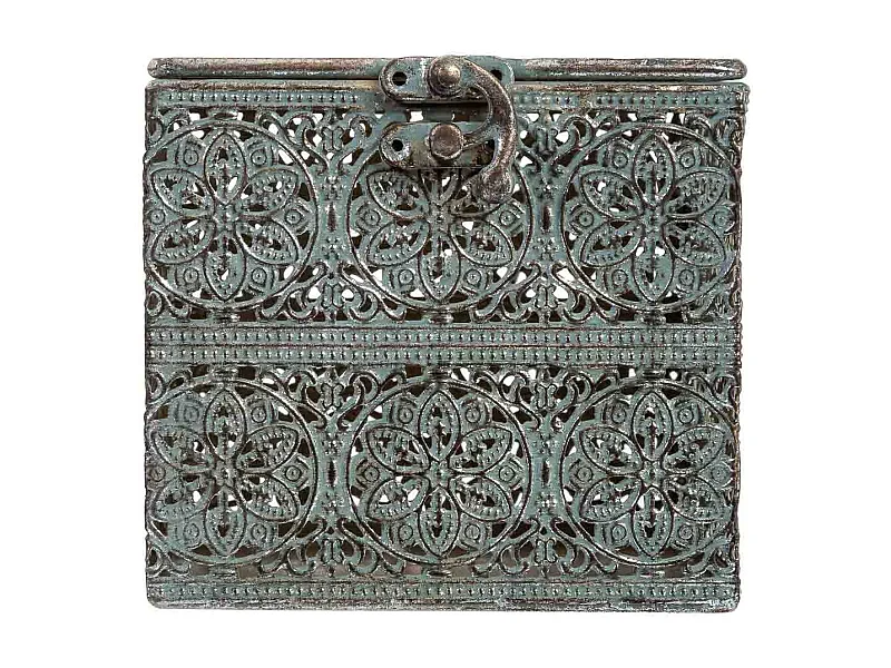 Caja de metal negra 12.5x12.5x11.5h cm