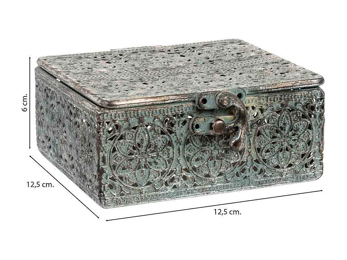 Boîte en métal noir 12.5x12.5x6h cm (hauteur)