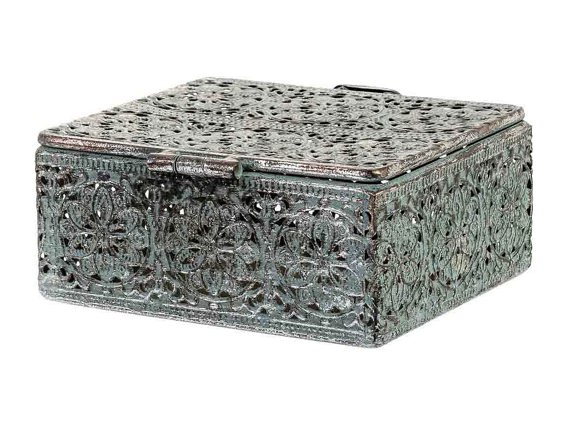 Boîte en métal noir 12.5x12.5x6h cm (hauteur)