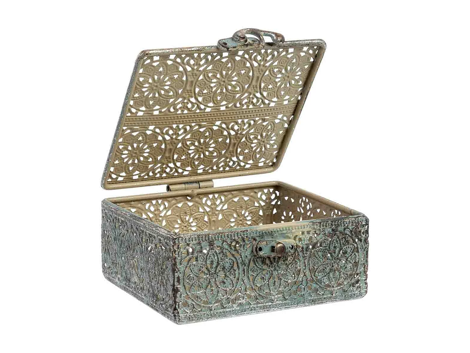 Boîte en métal noir 12.5x12.5x6h cm (hauteur)