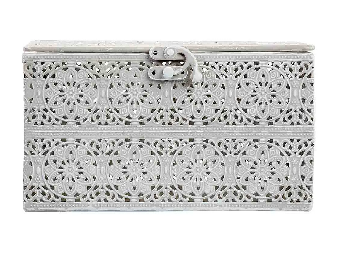 Boîte en métal blanc 20.5x12.5x11.5h cm (hauteur)