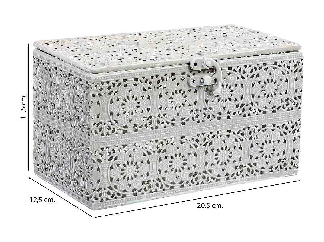 Boîte en métal blanc 20.5x12.5x11.5h cm (hauteur)