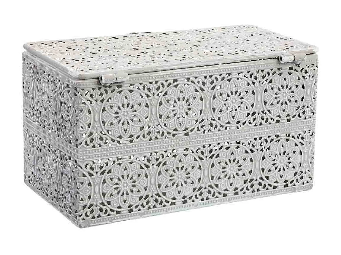 Boîte en métal blanc 20.5x12.5x11.5h cm (hauteur)