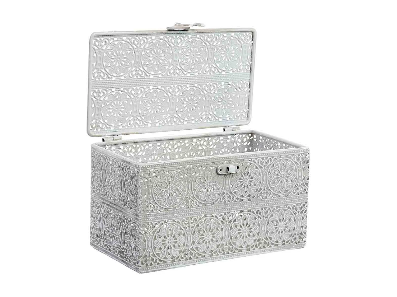 Boîte en métal blanc 20.5x12.5x11.5h cm (hauteur)