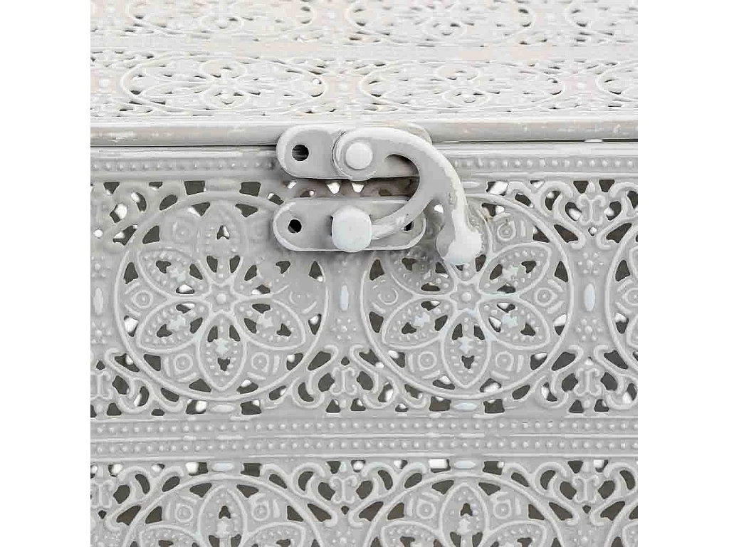 Boîte en métal blanc 20.5x12.5x11.5h cm (hauteur)