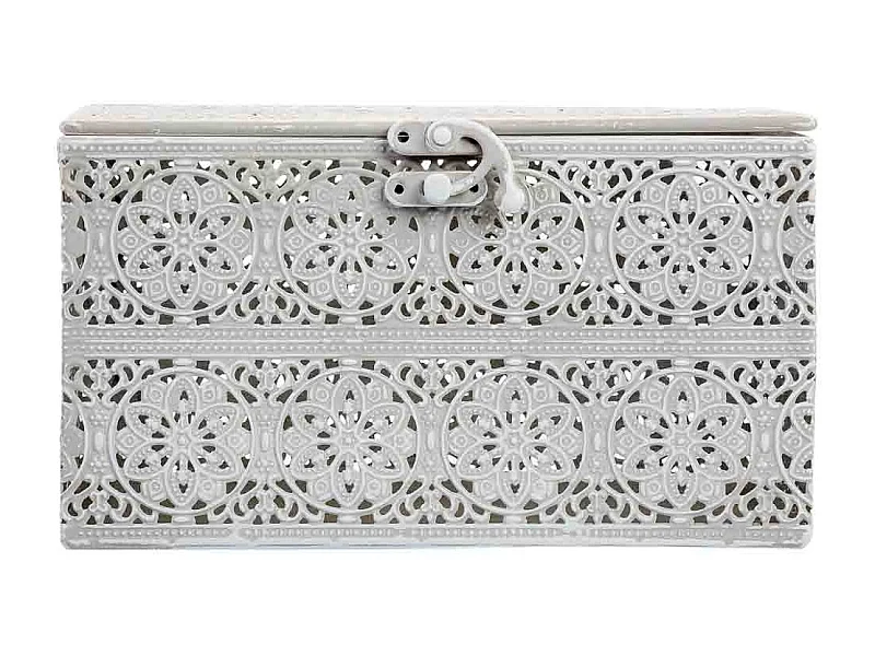 Boîte en métal blanc 20.5x12.5x11.5h cm (hauteur)