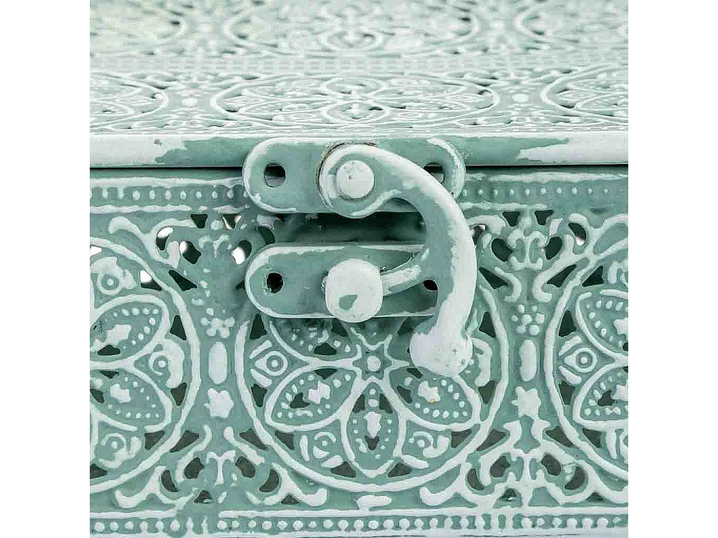 Boîte en métal vert 12.5x12.5x6h cm (hauteur)