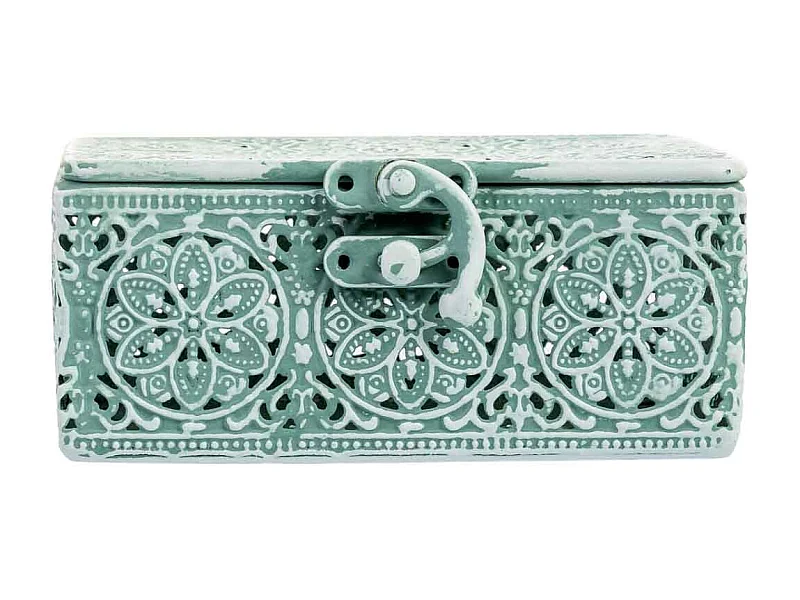 Boîte en métal vert 12.5x12.5x6h cm (hauteur)