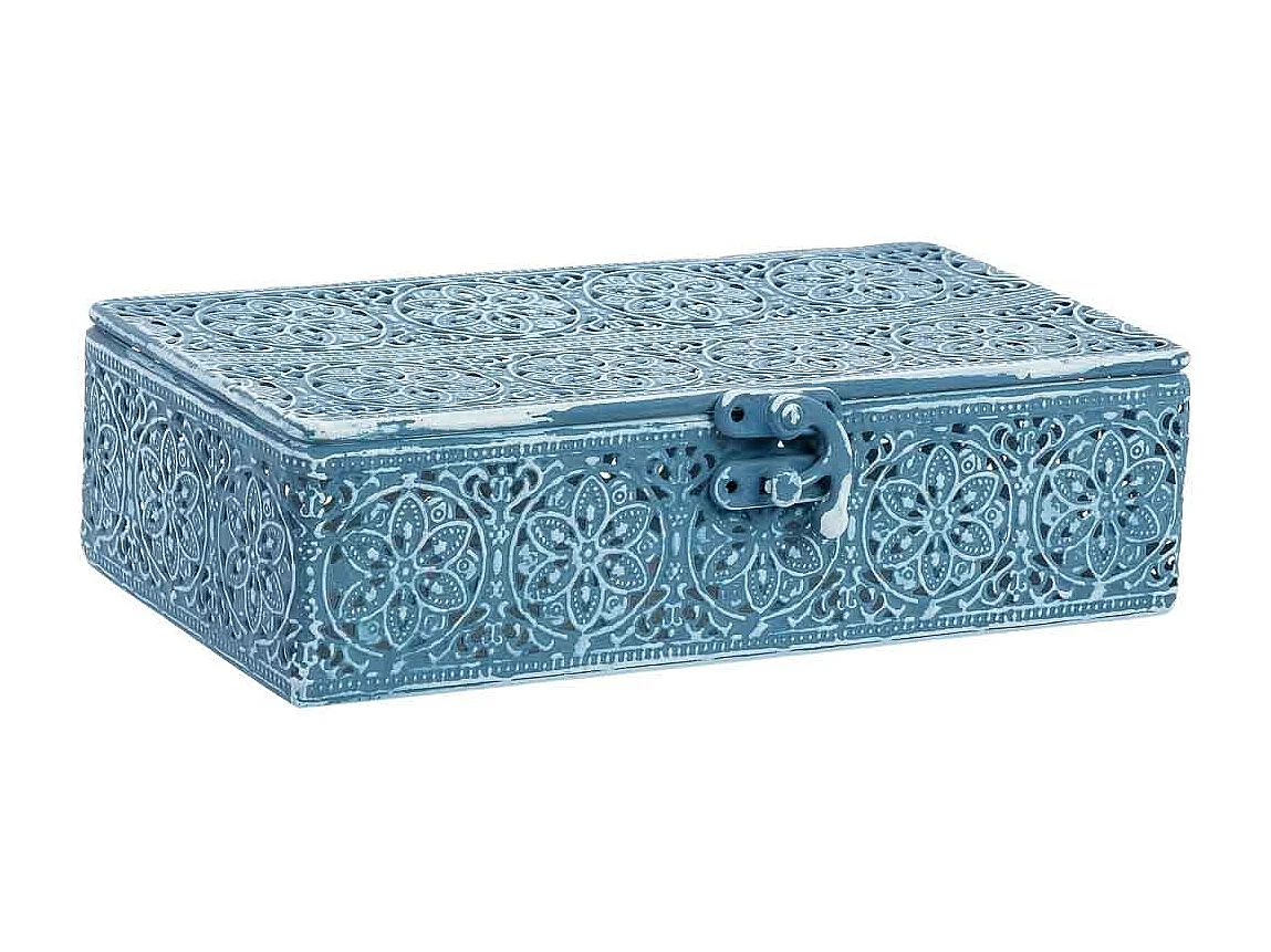 Boîte en métal bleu 20.5x12.5x6h cm (hauteur)
