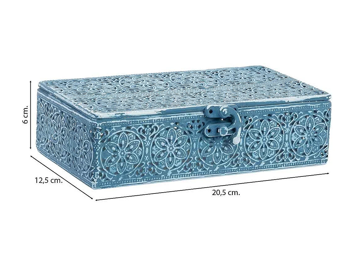 Boîte en métal bleu 20.5x12.5x6h cm (hauteur)