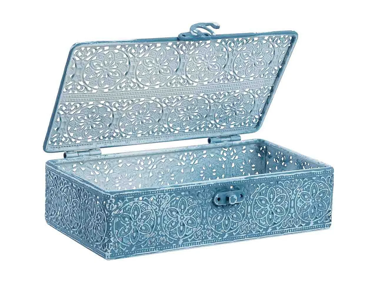 Boîte en métal bleu 20.5x12.5x6h cm (hauteur)