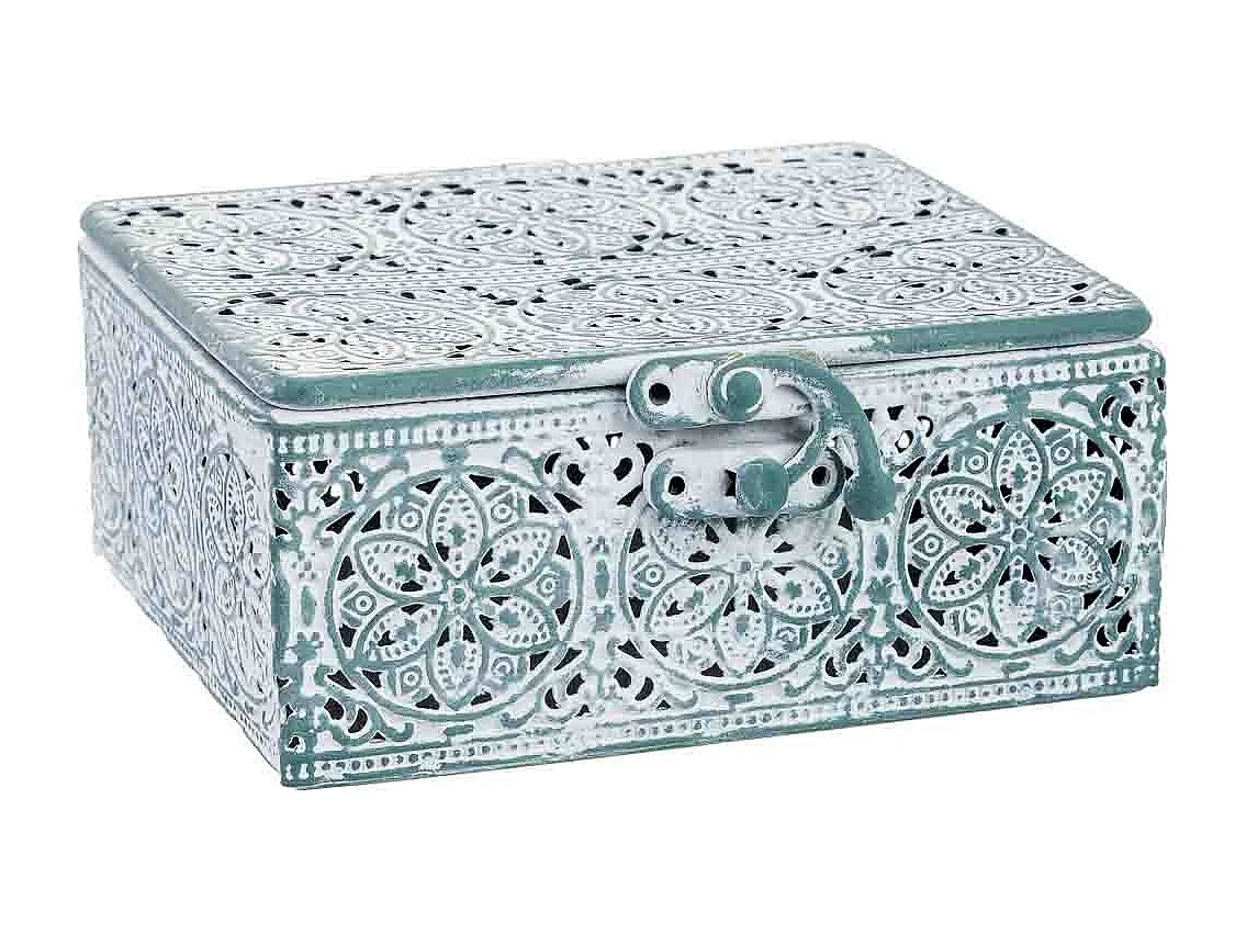 Boîte métallique verte 12.5x12.5x6h cm (hauteur)