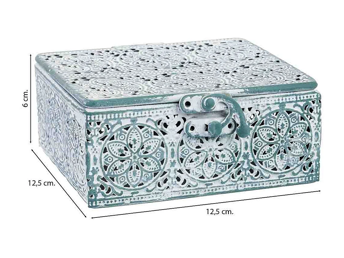 Boîte métallique verte 12.5x12.5x6h cm (hauteur)