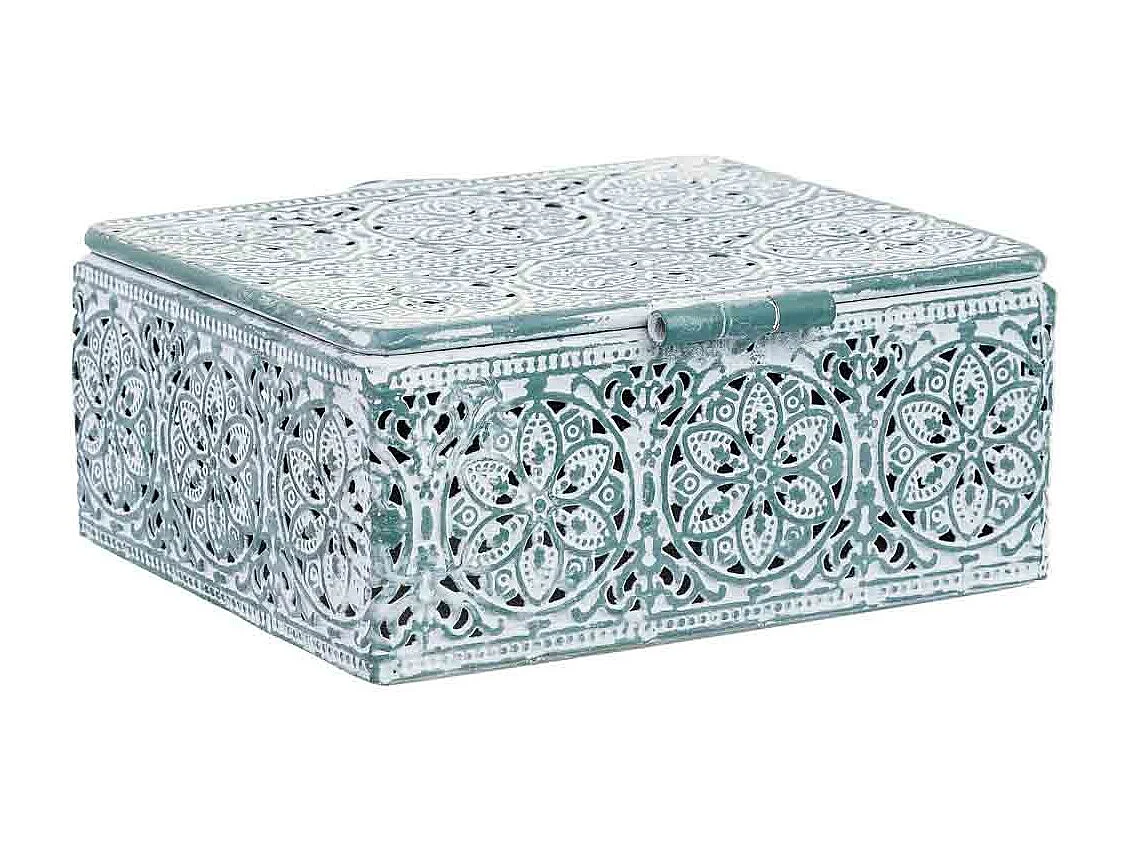 Boîte métallique verte 12.5x12.5x6h cm (hauteur)