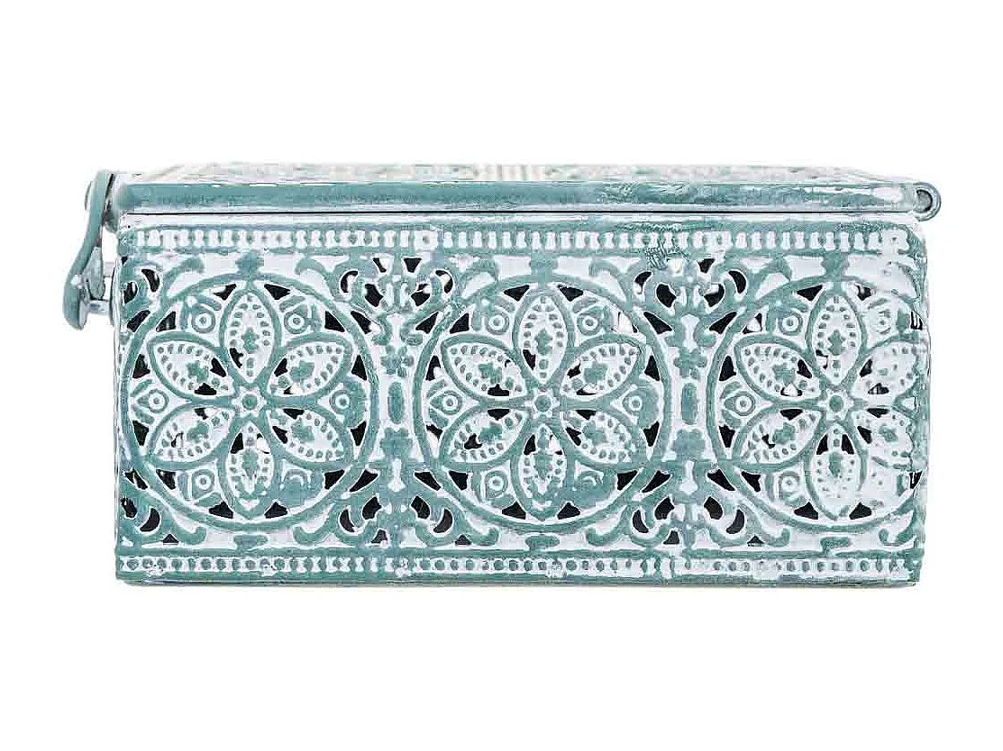 Boîte métallique verte 12.5x12.5x6h cm (hauteur)