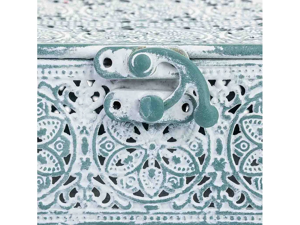 Boîte métallique verte 12.5x12.5x6h cm (hauteur)