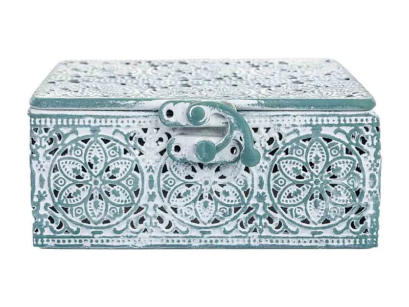 Boîte métallique verte 12.5x12.5x6h cm (hauteur)