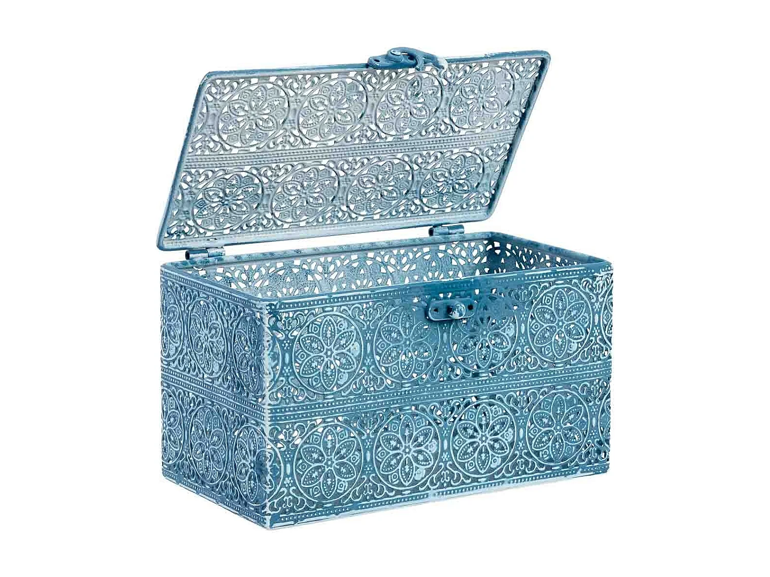 Boîte métallique bleue 20.5x12.5x11.5h cm (hauteur)