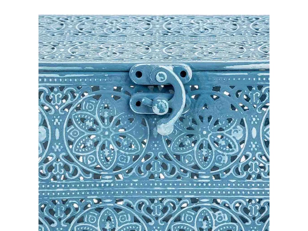 Boîte métallique bleue 20.5x12.5x11.5h cm (hauteur)